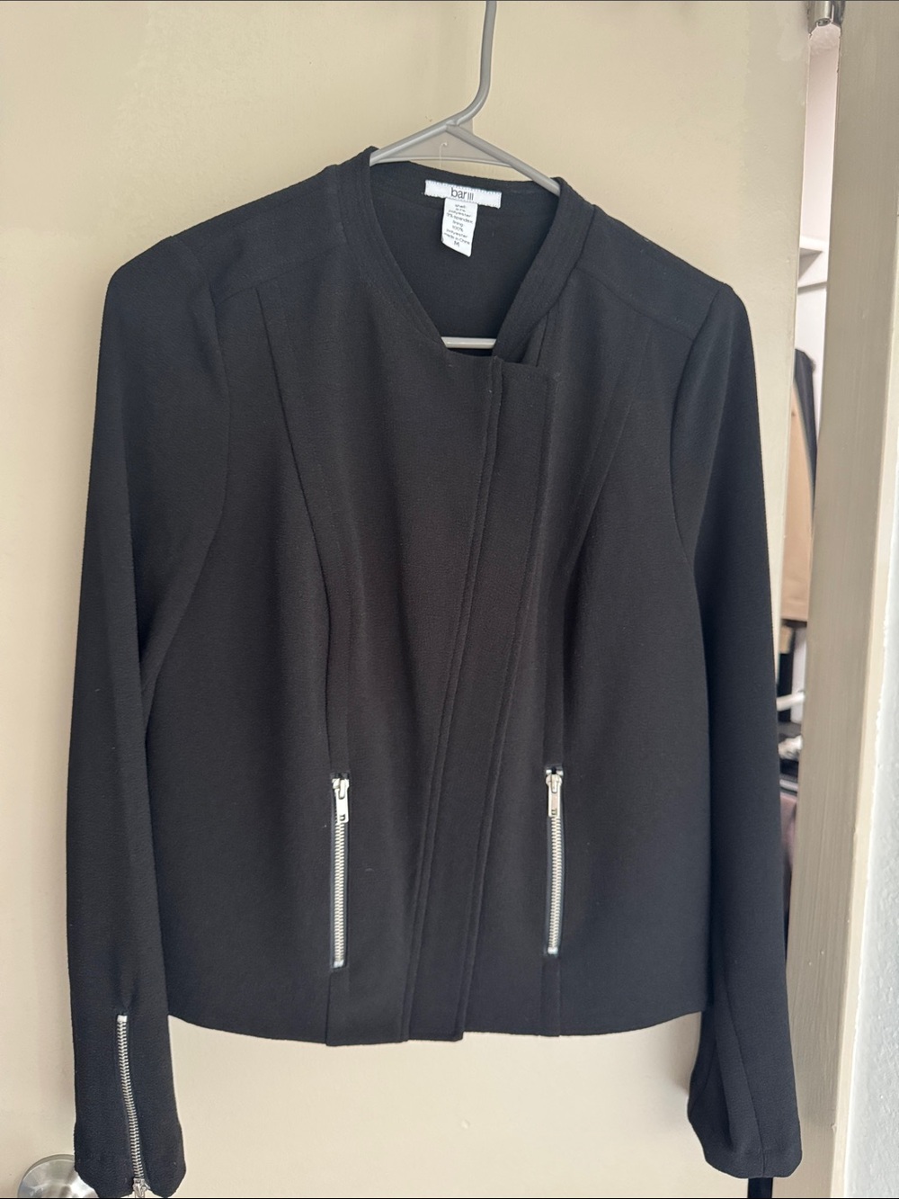 Black Women's Zip-Front Blazer Jacket